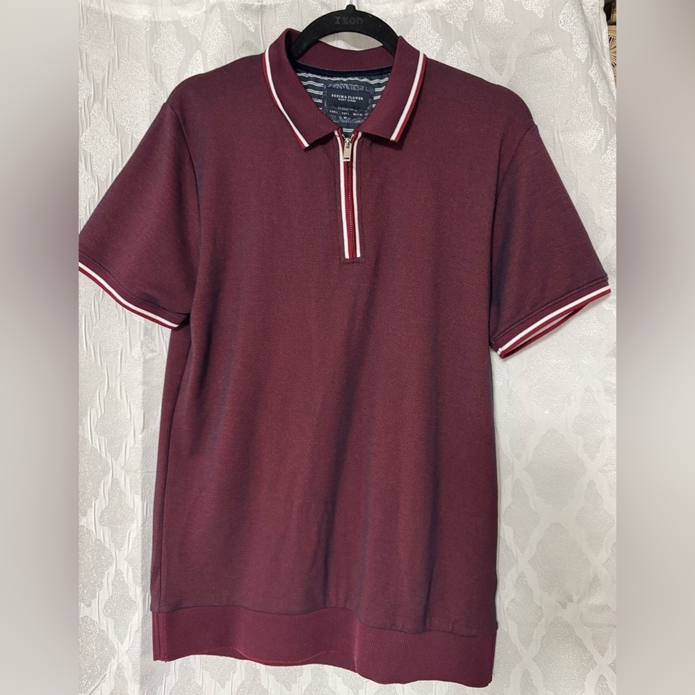 Denim & Flower Burgundy Polo Quarter Zip NWOT